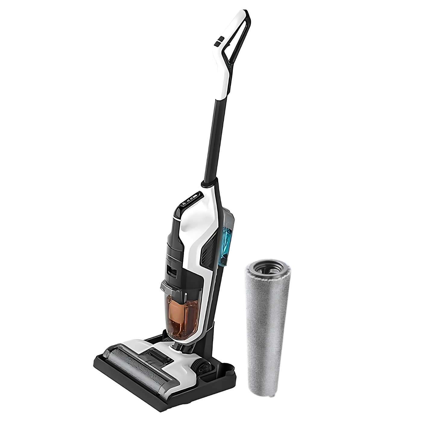 Aspirator vertical fără fir 3-în-1 cu mop automat DreamRamp®,, funcție umed-uscat, autocurățare inteligentă, afișaj LED color, motor digital puternic, autonomie 40 minute, curățare podele, covoare, suprafețe dure, design ergonomic silențios, Alb