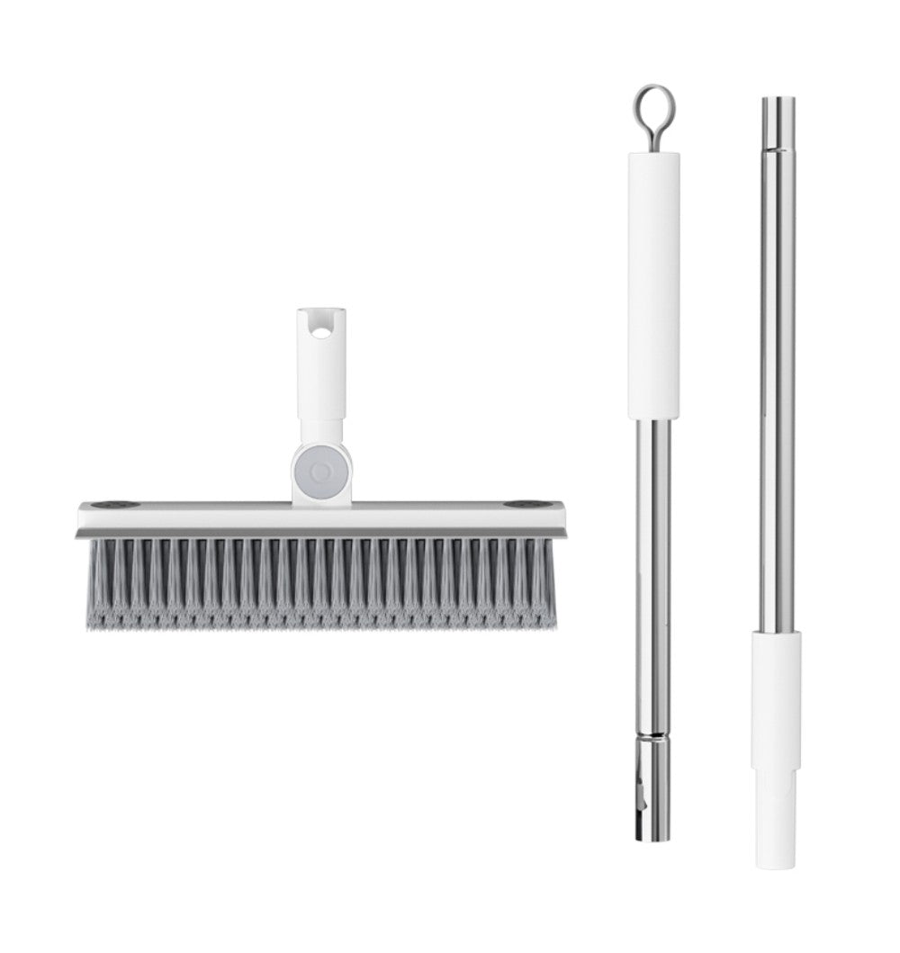 Mătură rotativă 180° cu perii în V și tijă telescopică, ideală pentru colțuri - Alb