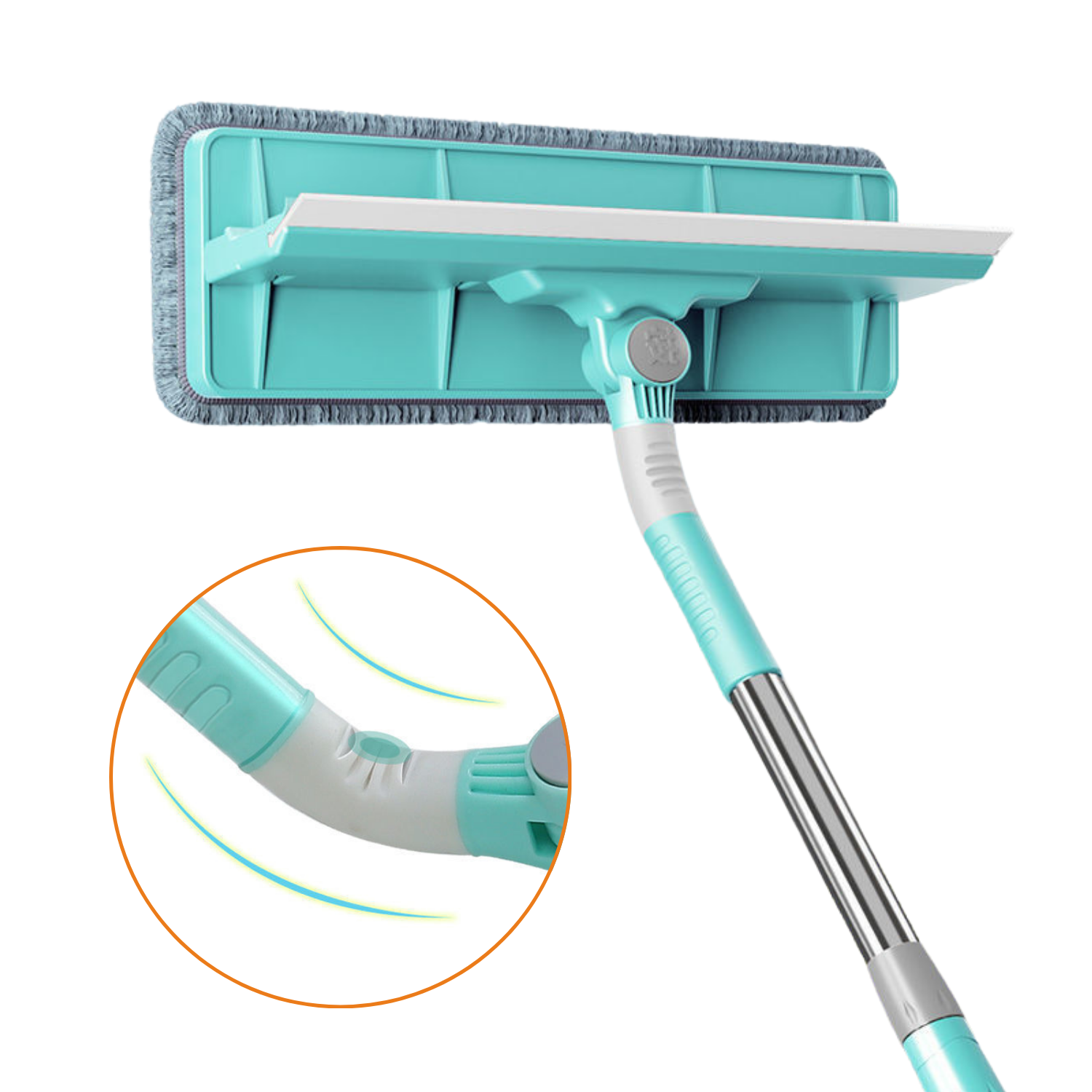 Flachwischer mit drehbarem Kopf 2 in 1: Bodentuch und Fensterabzieher
