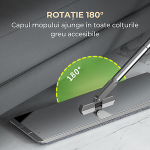 Mop plat cu găleată din inox antibacterian Dreamramp – centrifugă, 2 rezerve – detaliu produs