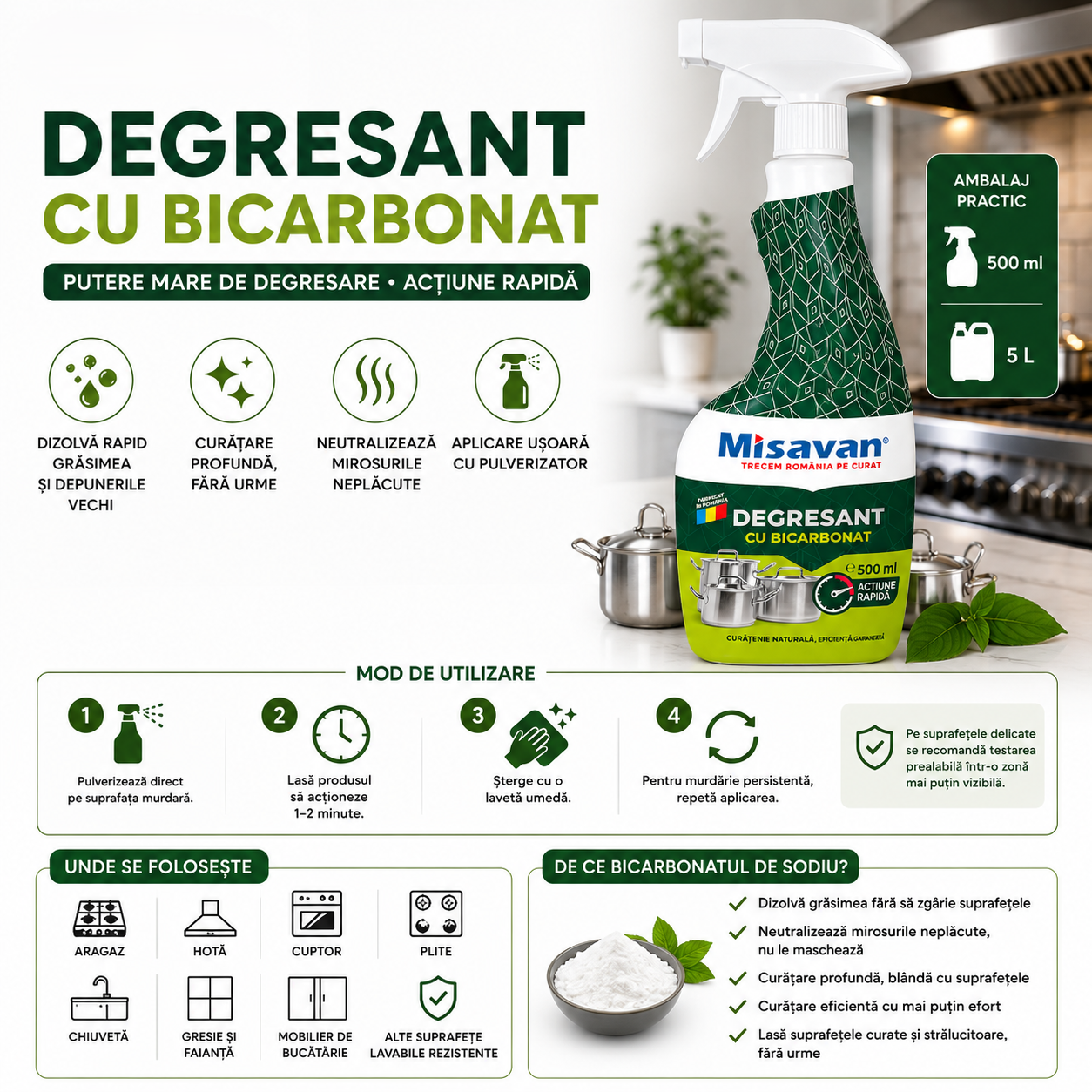 degresant cu bicarbonat