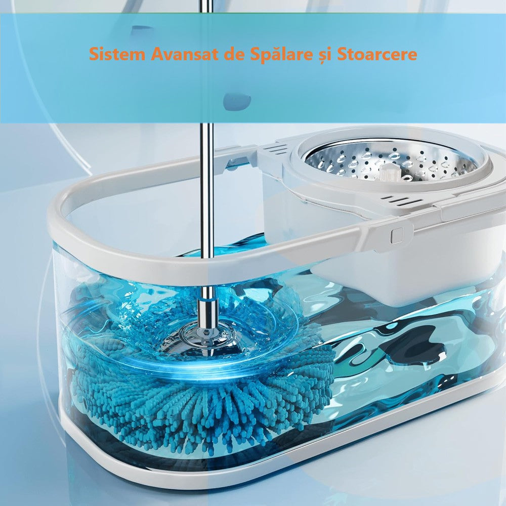 Mop rotativ cu găleată și roți DreamRamp® din inox antibacterian