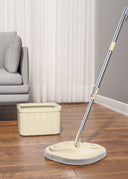 Mop rotativ Dreamramp bej cu găleată pătrată și separare apă, 2 rezerve incluse