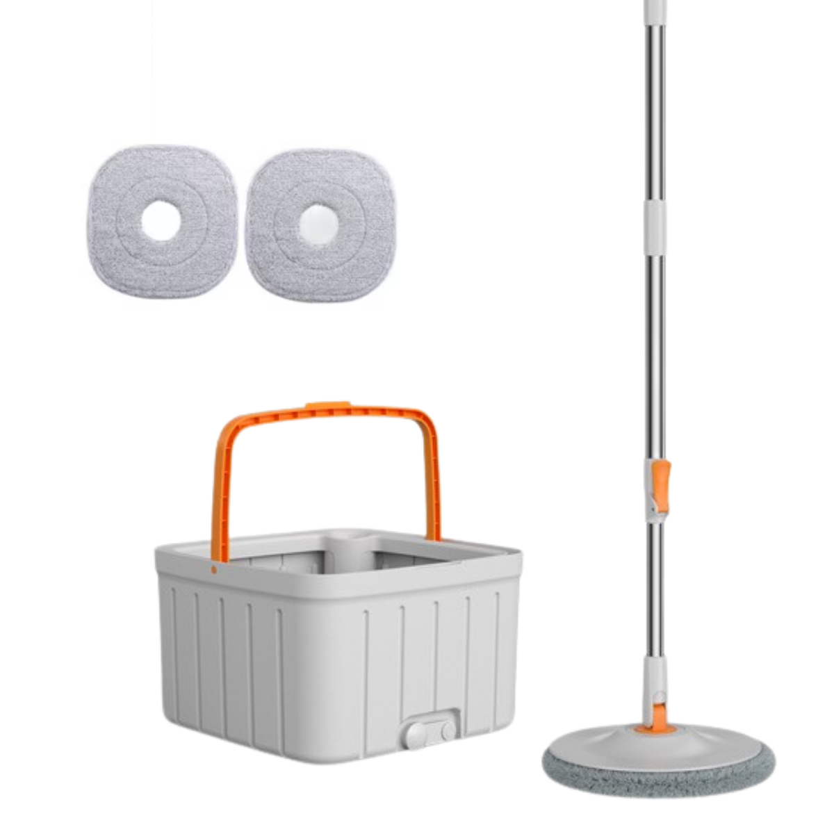 Mop rotativ rotund cu găleată DreamRamp®, separă apa murdară de cea curată – Alb + portocaliu