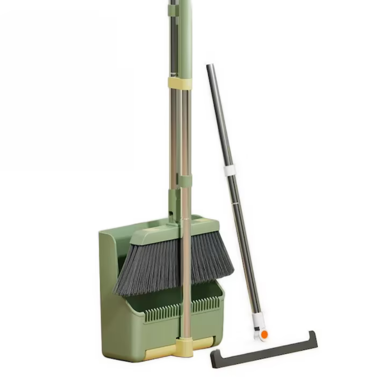 Mătură cu cap rotativ 45°, făraș și teu pentru apă, cu pieptene curățare și sistem pliabil - Verde