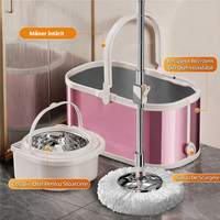 DreamRamp® antibacterial stainless steel bucket mop + 2 mop refills - Pink