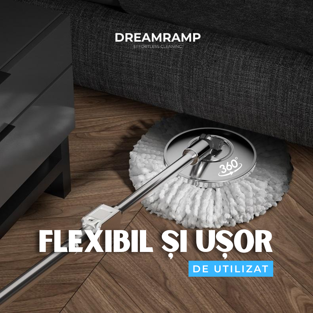 Mop rotativ cu găleată și roți DreamRamp® din inox antibacterian - Ver