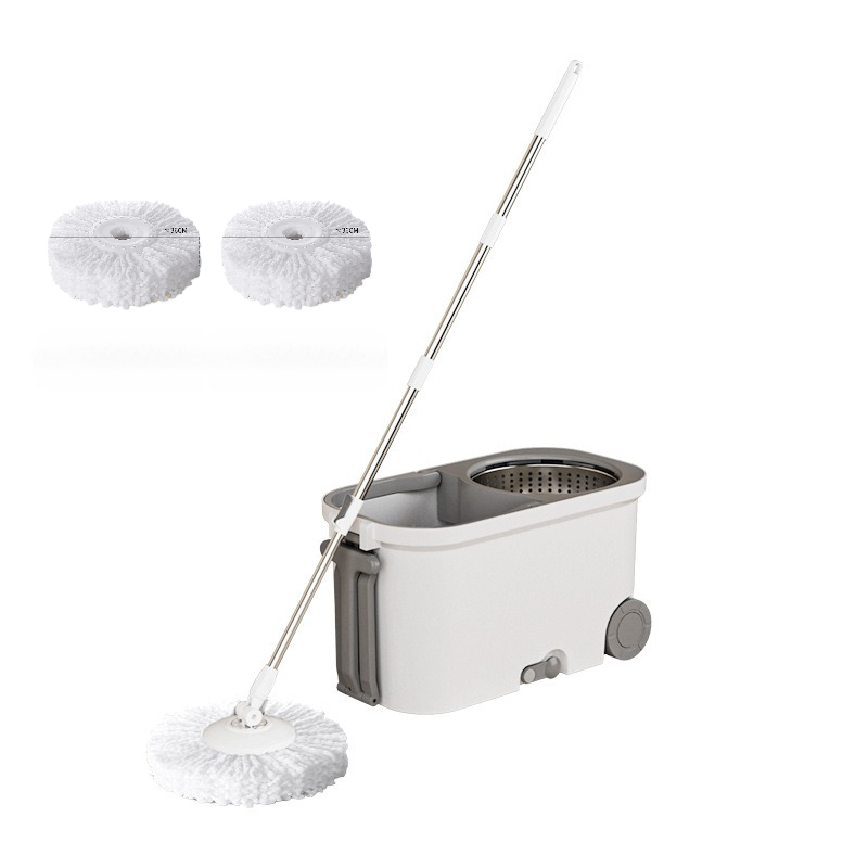 Mop rotativ cu găleată DreamRamp® cu mâner și roți, centrifugă din inox antibacterian + 2 rezerve