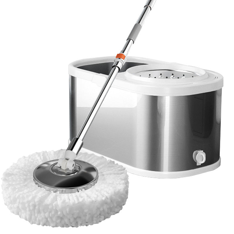 Mop rotativ cu găleată DreamRamp® din inox antibacterian, cu orificiu scurgere - Argintiu