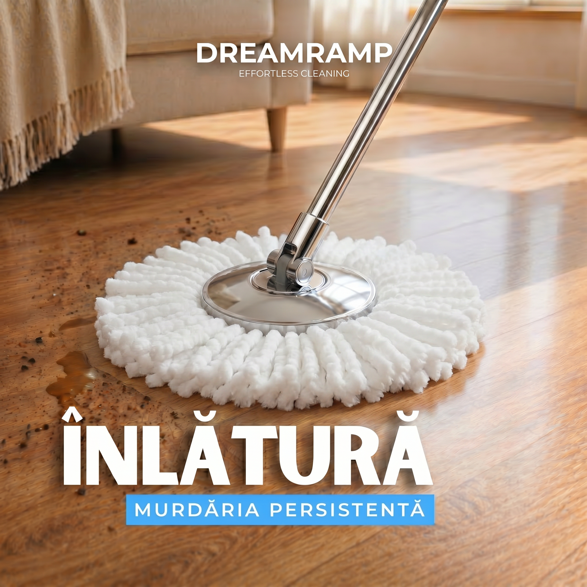 Mop rotativ cu găleată și roți DreamRamp® din inox antibacterian - Ver