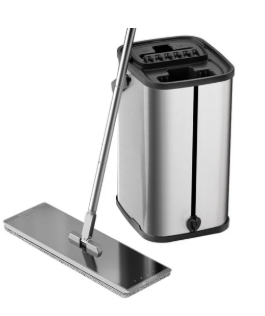 Mop plat DreamRamp cu găleată dreptunghiulară din inox