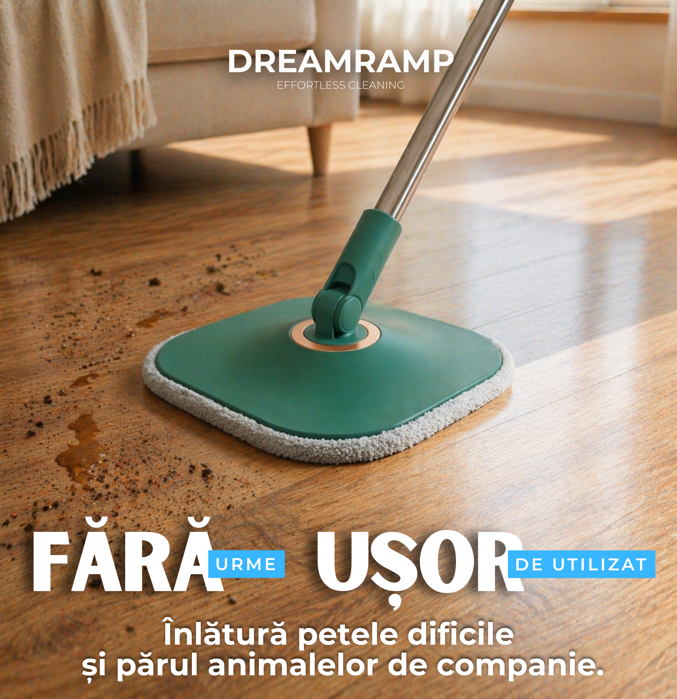 mop rotativ, mop plat, mop cu sistem de separare al apei, galeata cu mop, mop cu galeata, mop bun, mop de calitate, mop dreamramp, vileda