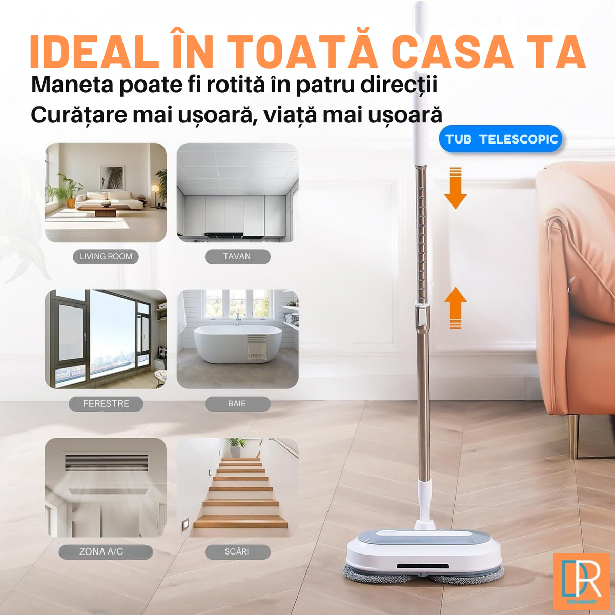 Rezerve DreamRamp pe mopul electric cu tub telescopic, pentru toată casa