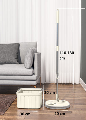 Dimensiunile setului mop pătrat DreamRamp bej: tijă, mop și găleată
